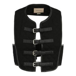 Gucci Quilted Gabardine Gilet Black Mens